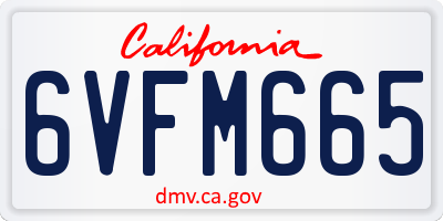 CA license plate 6VFM665