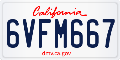 CA license plate 6VFM667