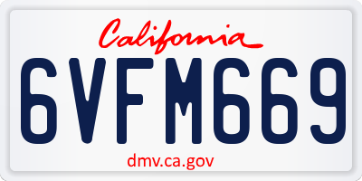 CA license plate 6VFM669