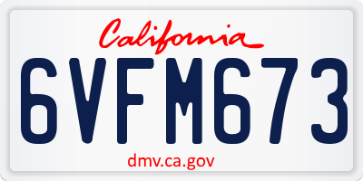 CA license plate 6VFM673