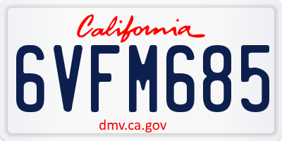 CA license plate 6VFM685