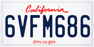 CA license plate 6VFM686