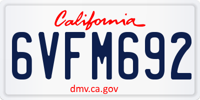 CA license plate 6VFM692