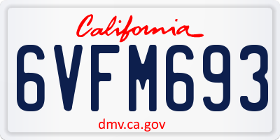 CA license plate 6VFM693