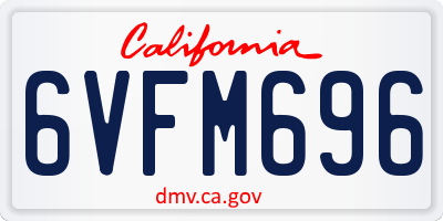 CA license plate 6VFM696