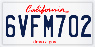 CA license plate 6VFM702