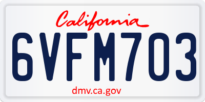 CA license plate 6VFM703