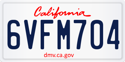 CA license plate 6VFM704