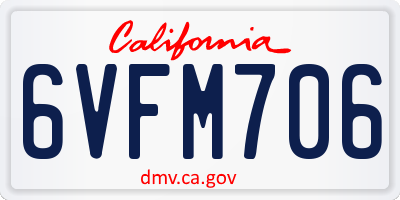 CA license plate 6VFM706