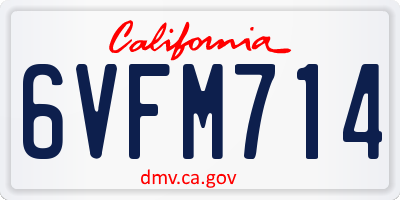CA license plate 6VFM714