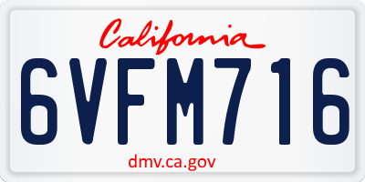 CA license plate 6VFM716