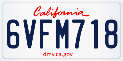 CA license plate 6VFM718