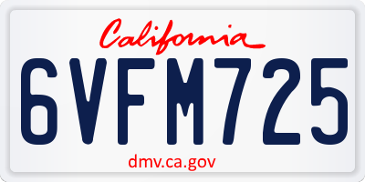 CA license plate 6VFM725