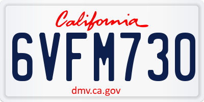 CA license plate 6VFM730