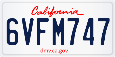 CA license plate 6VFM747