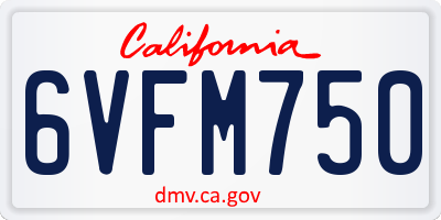 CA license plate 6VFM750