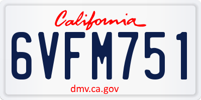 CA license plate 6VFM751