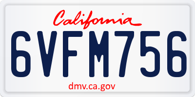 CA license plate 6VFM756