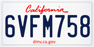 CA license plate 6VFM758