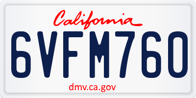 CA license plate 6VFM760