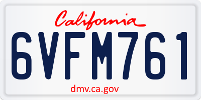 CA license plate 6VFM761