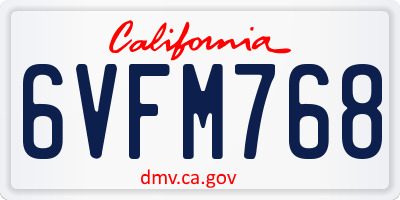 CA license plate 6VFM768