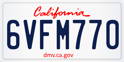 CA license plate 6VFM770