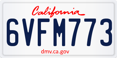 CA license plate 6VFM773