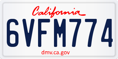 CA license plate 6VFM774
