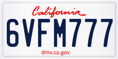 CA license plate 6VFM777