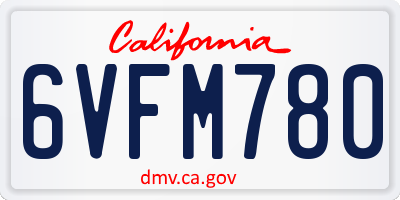 CA license plate 6VFM780