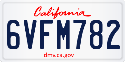 CA license plate 6VFM782