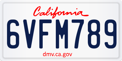 CA license plate 6VFM789