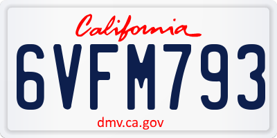 CA license plate 6VFM793