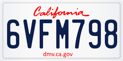CA license plate 6VFM798