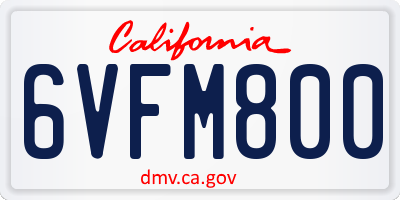 CA license plate 6VFM800