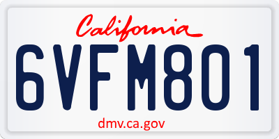 CA license plate 6VFM801