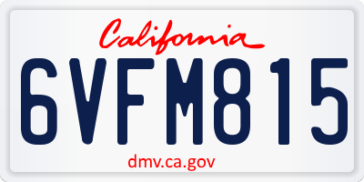 CA license plate 6VFM815