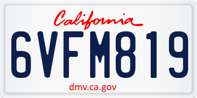 CA license plate 6VFM819