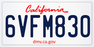 CA license plate 6VFM830