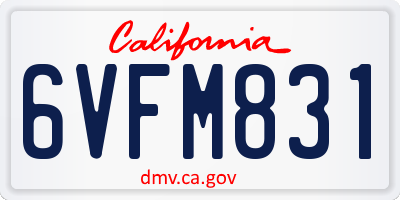 CA license plate 6VFM831