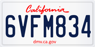 CA license plate 6VFM834