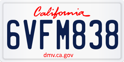 CA license plate 6VFM838