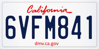 CA license plate 6VFM841