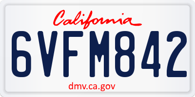 CA license plate 6VFM842