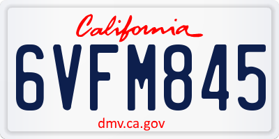 CA license plate 6VFM845