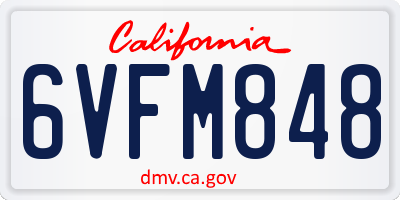 CA license plate 6VFM848