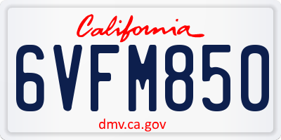 CA license plate 6VFM850
