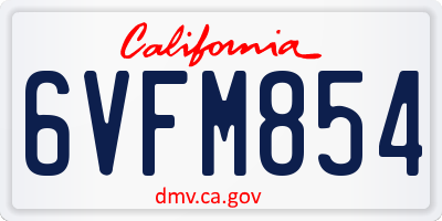 CA license plate 6VFM854
