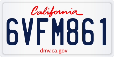 CA license plate 6VFM861